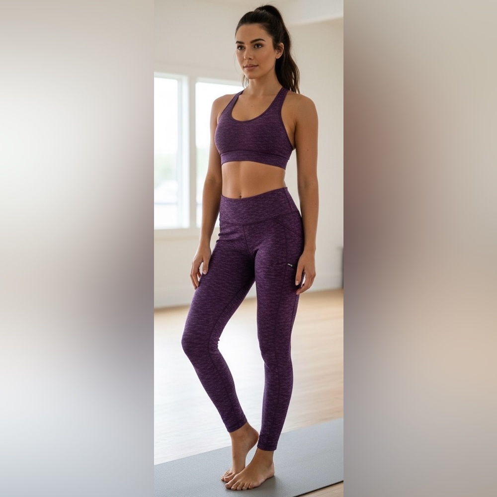 Z by Zobha purple/space dye high waisted workout leggings. Side pockets, Small